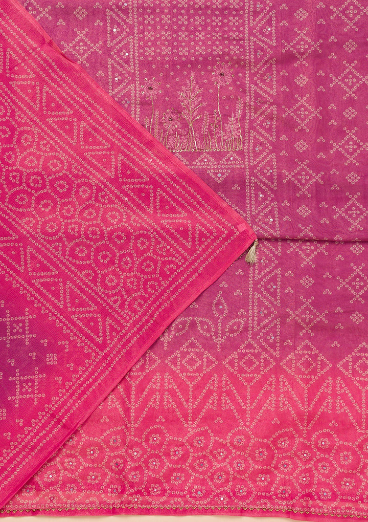 Purple Mirrorwork Tissue Unstitched Salwar Suit