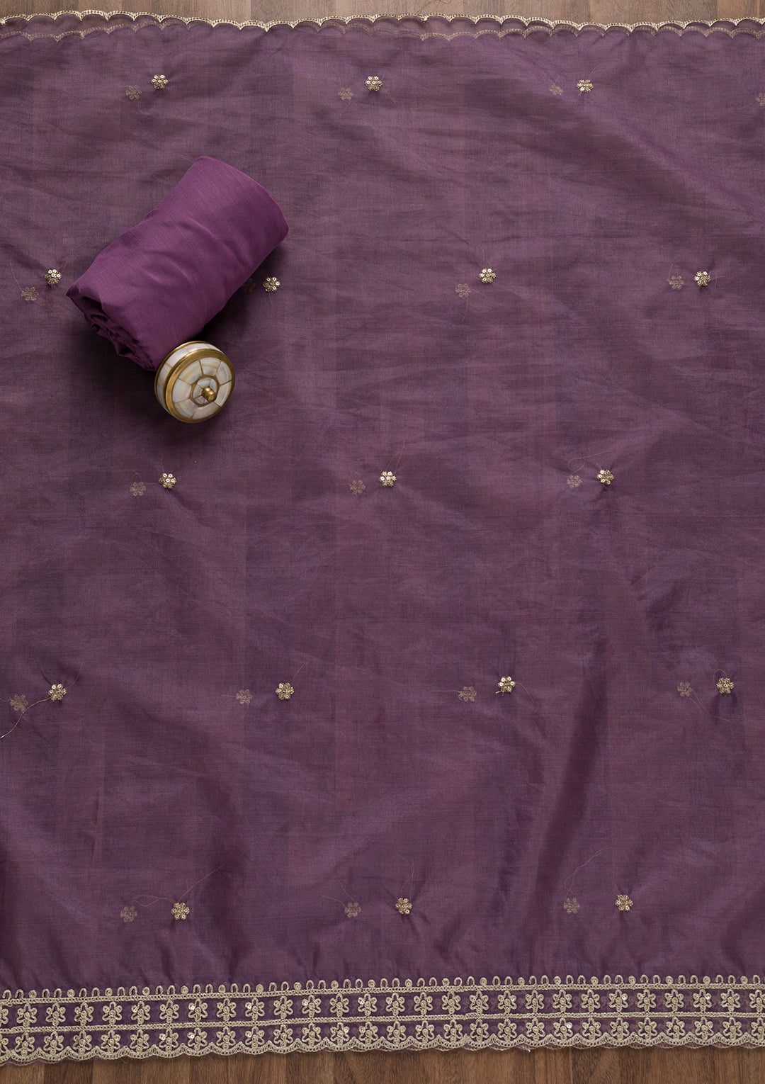 Purple Printed Organza Unstitched Salwar Suit