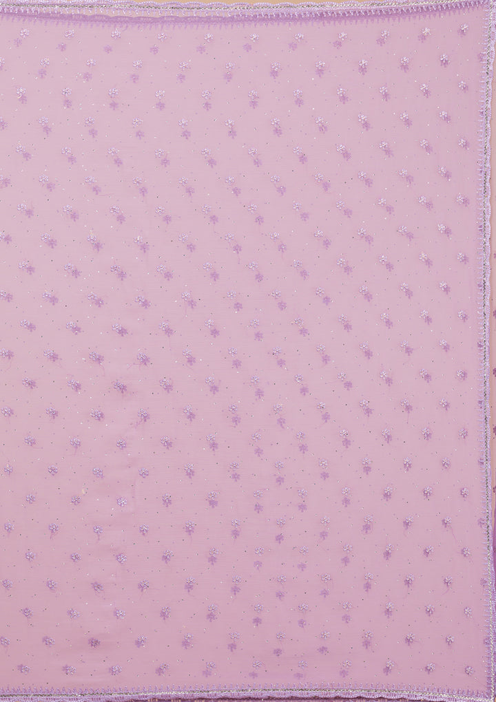 Purple Threadwork Chiffon Saree