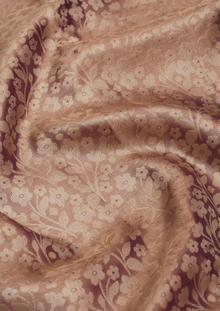 Purple Silk Jaal Gold Zariwork Saree With Matching Blouse Piece