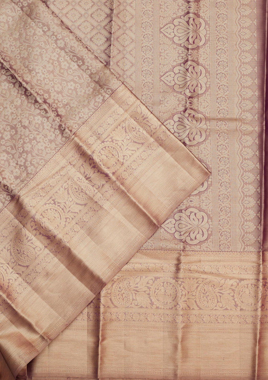 Purple Silk Jaal Gold Zariwork Saree With Matching Blouse Piece