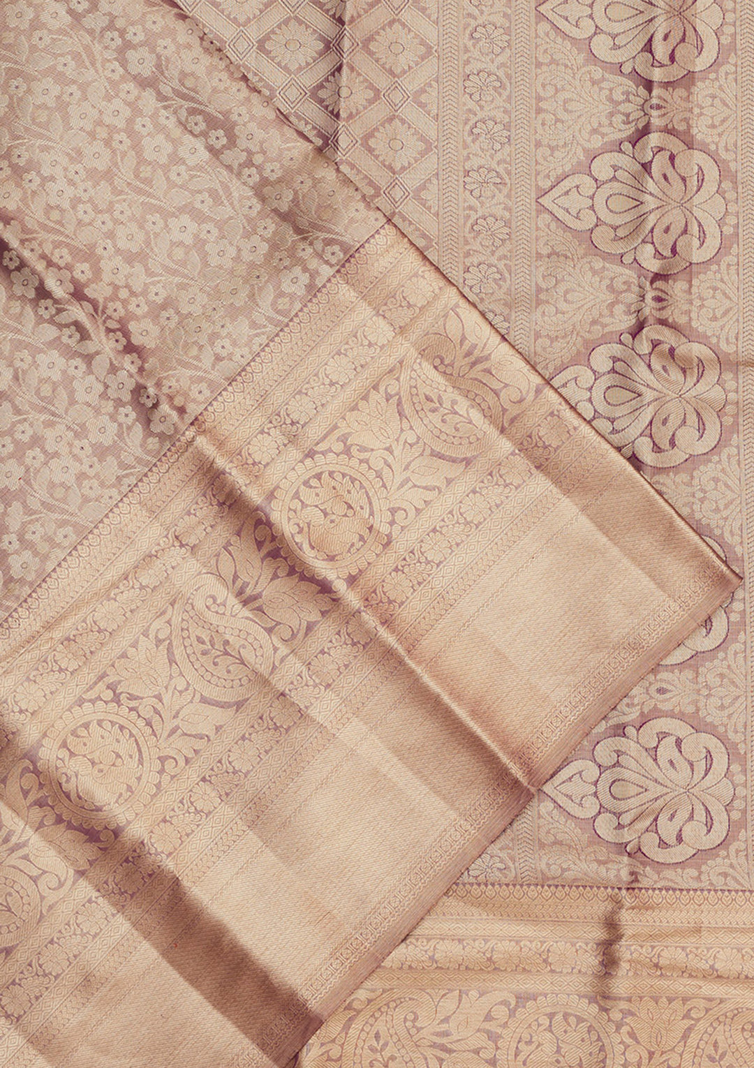 Purple Silk Jaal Gold Zariwork Saree With Matching Blouse Piece