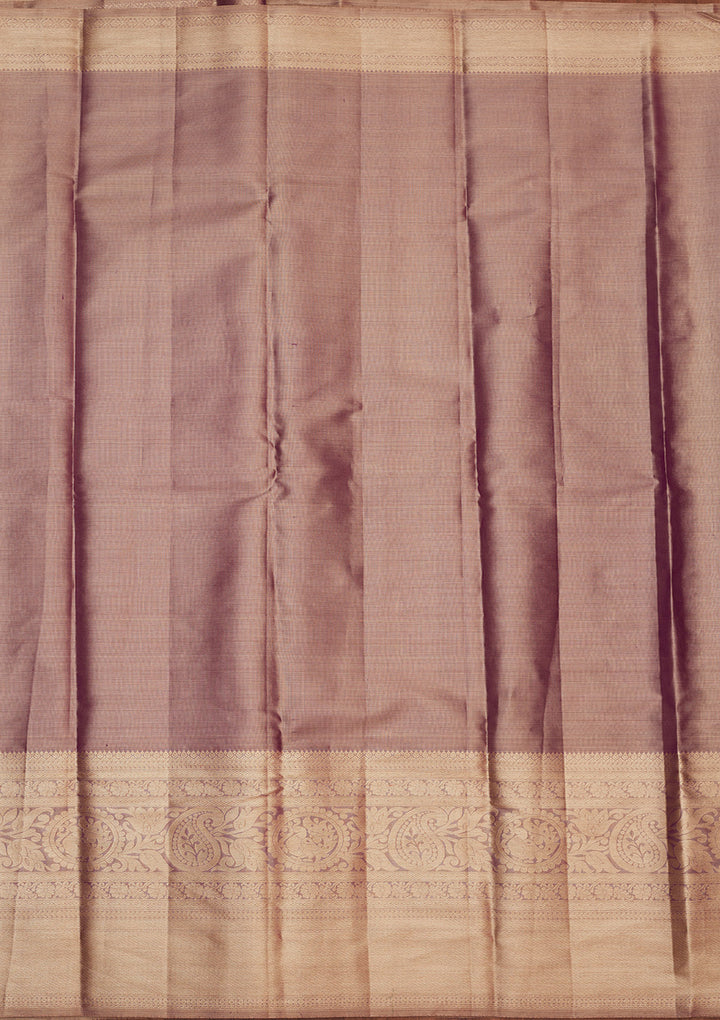 Purple Silk Jaal Gold Zariwork Saree With Matching Blouse Piece