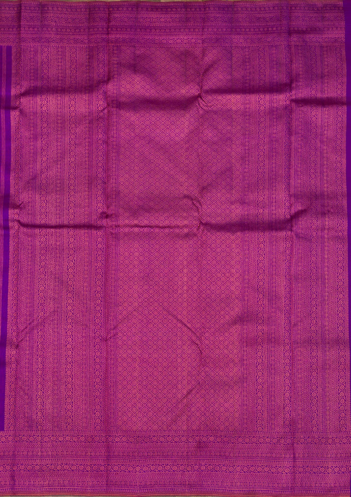 Purple Silk Jaal Antique Zariwork Saree With Matching Blouse Piece
