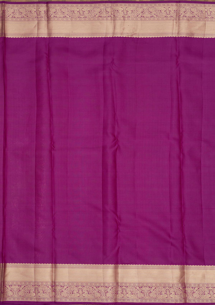 Purple Silk Jaal Gold Zariwork Saree With Matching Blouse Piece