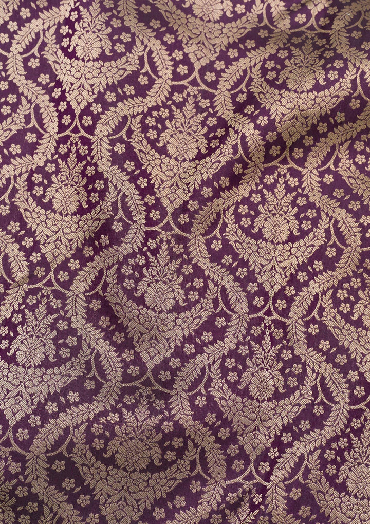 Purple Pure Silk Jaal Zariwork Saree With Matching Blouse Piece