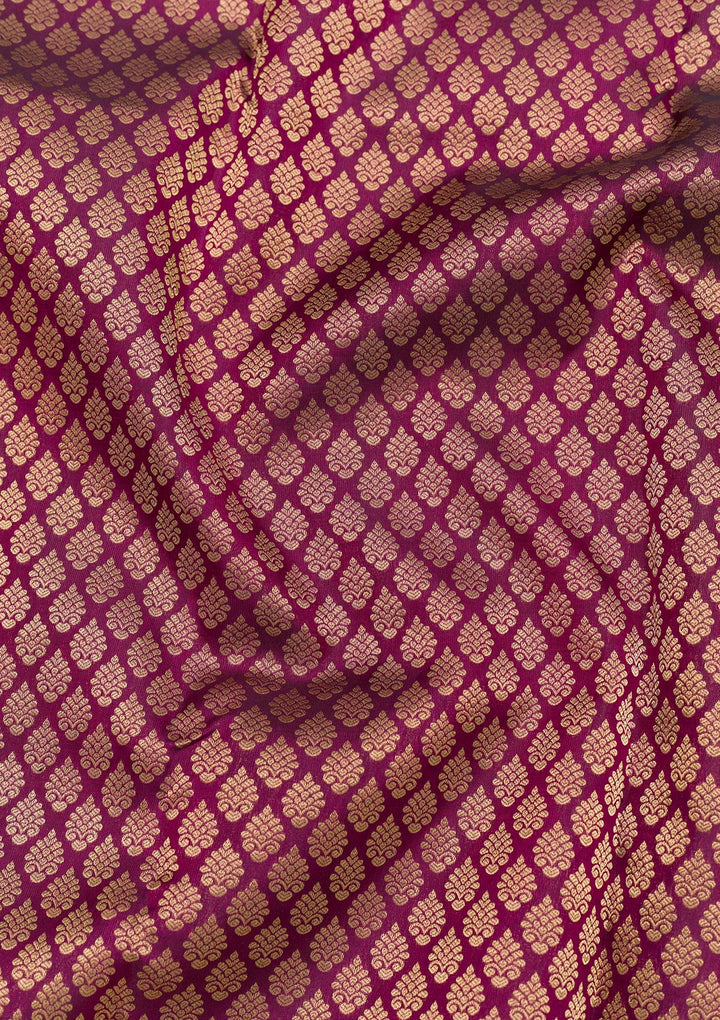 Purple Silk Jaal Gold Zariwork Saree With Matching Blouse Piece