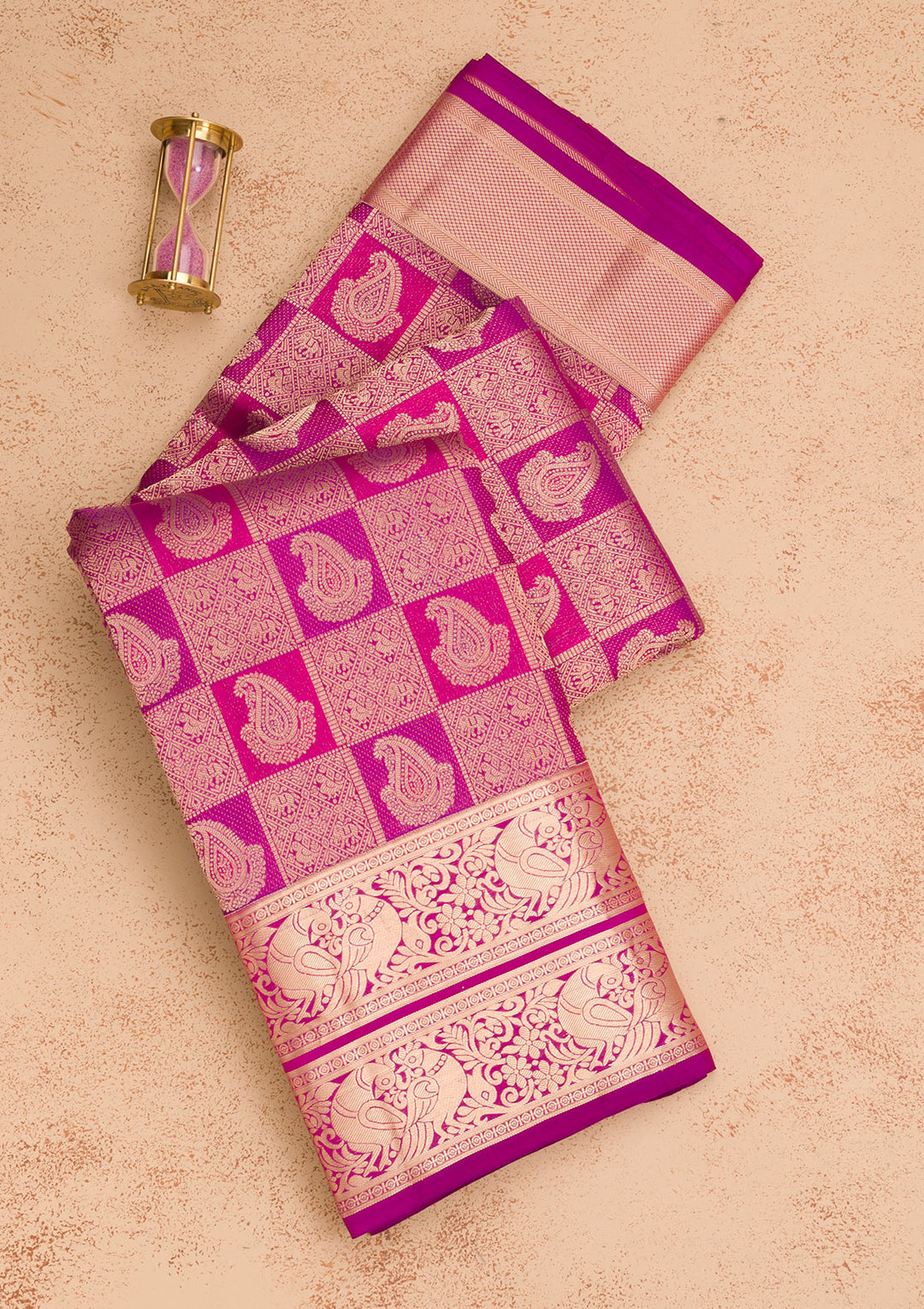 Purple Pure Silk Jaal Silver Zariwork Saree With Matching Blouse Piece