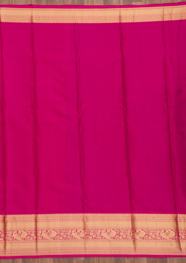 Purple Silk Jaal Gold Zariwork Saree With Matching Blouse Piece