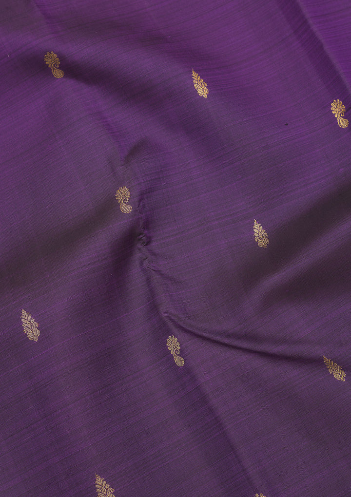 Purple Silk Buti Gold Zariwork Saree With Matching Blouse Piece