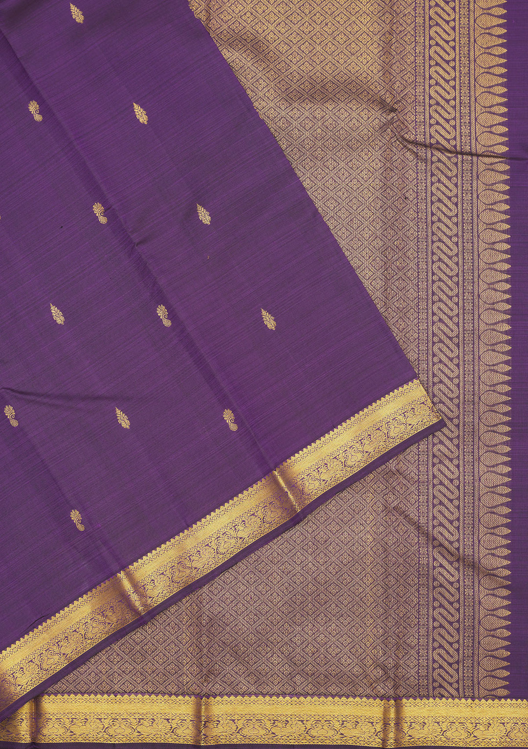 Purple Silk Buti Gold Zariwork Saree With Matching Blouse Piece