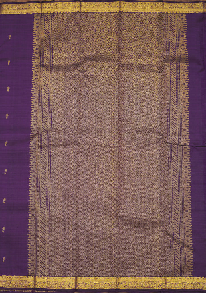 Purple Silk Buti Gold Zariwork Saree With Matching Blouse Piece