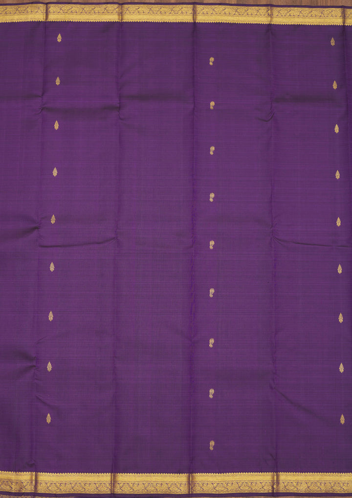 Purple Silk Buti Gold Zariwork Saree With Matching Blouse Piece