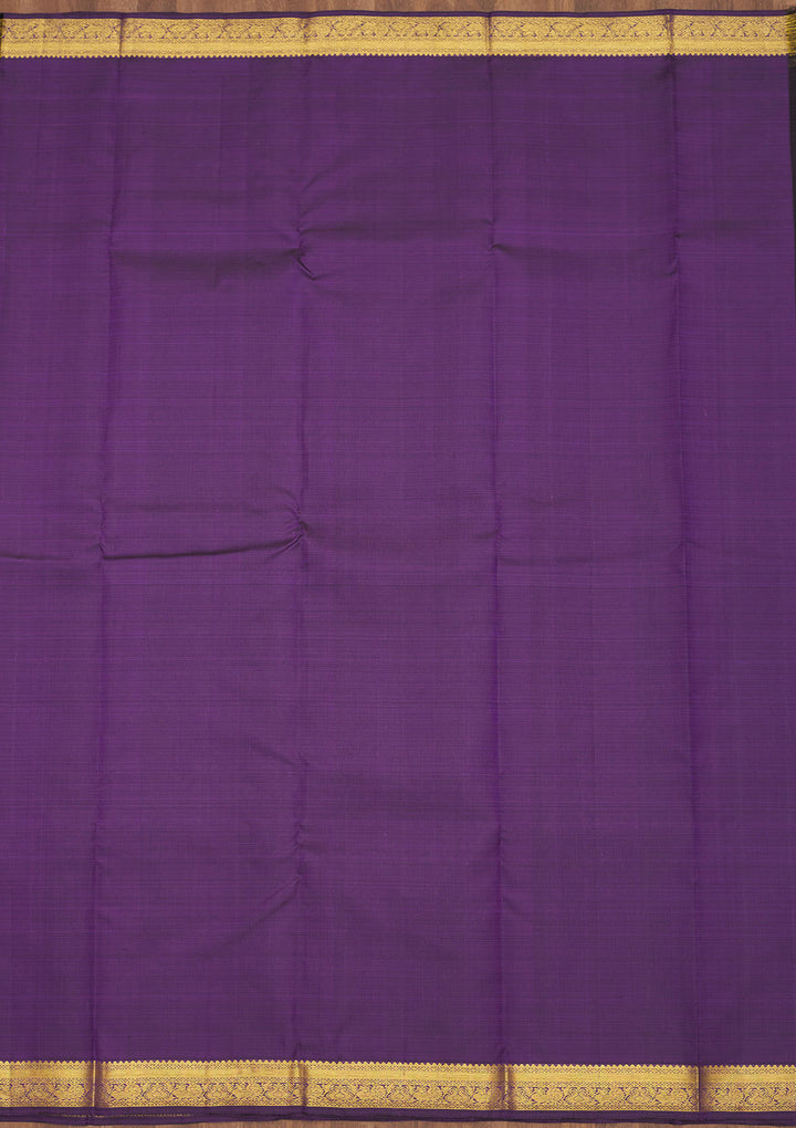 Purple Silk Buti Gold Zariwork Saree With Matching Blouse Piece