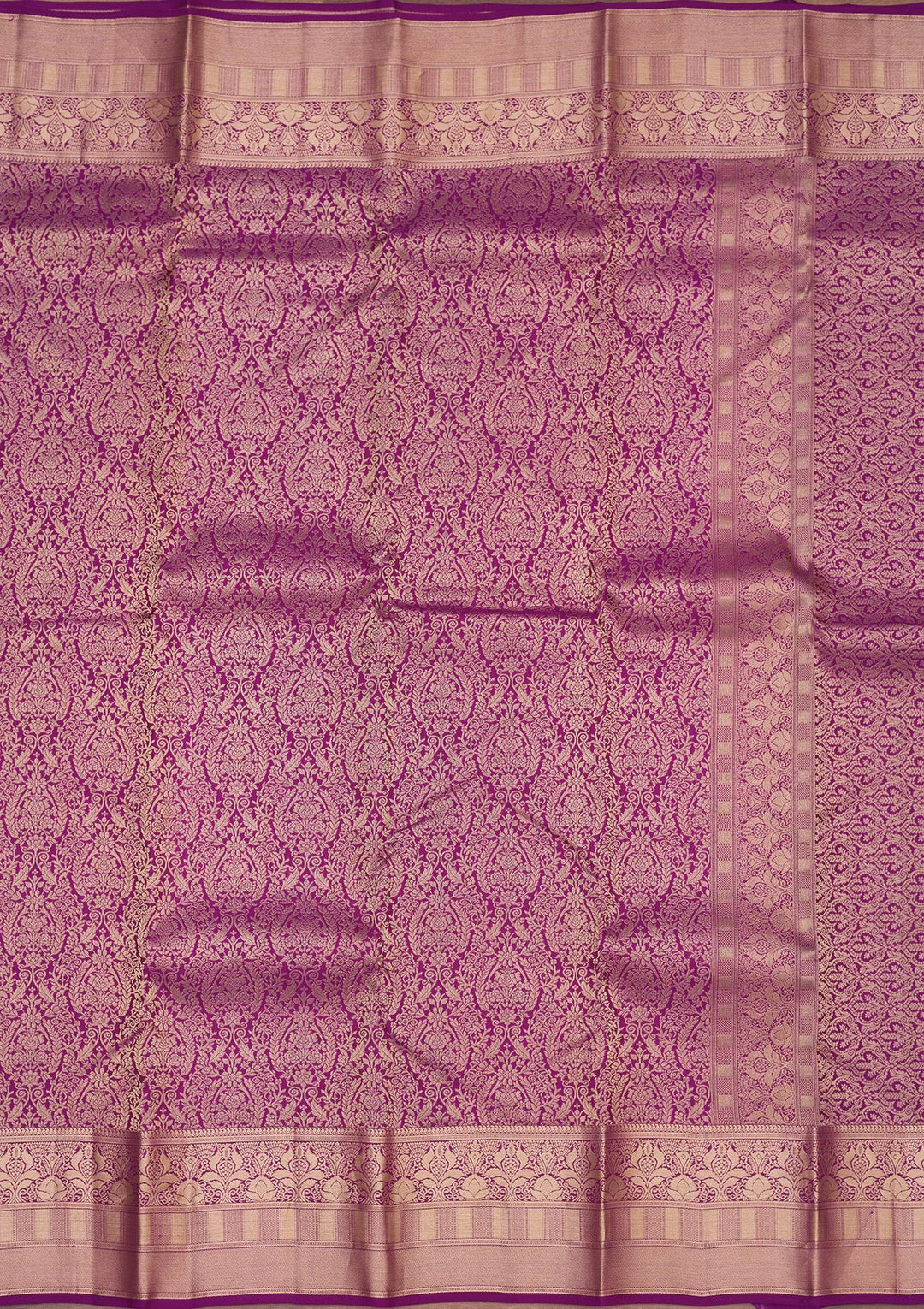 Purple Silk Jaal Gold Zariwork Saree With Matching Blouse Piece