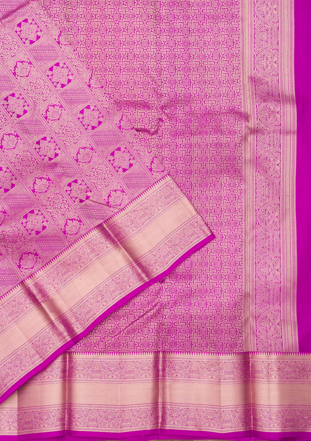 Purple Silk Jaal Gold Zariwork Saree With Matching Blouse Piece
