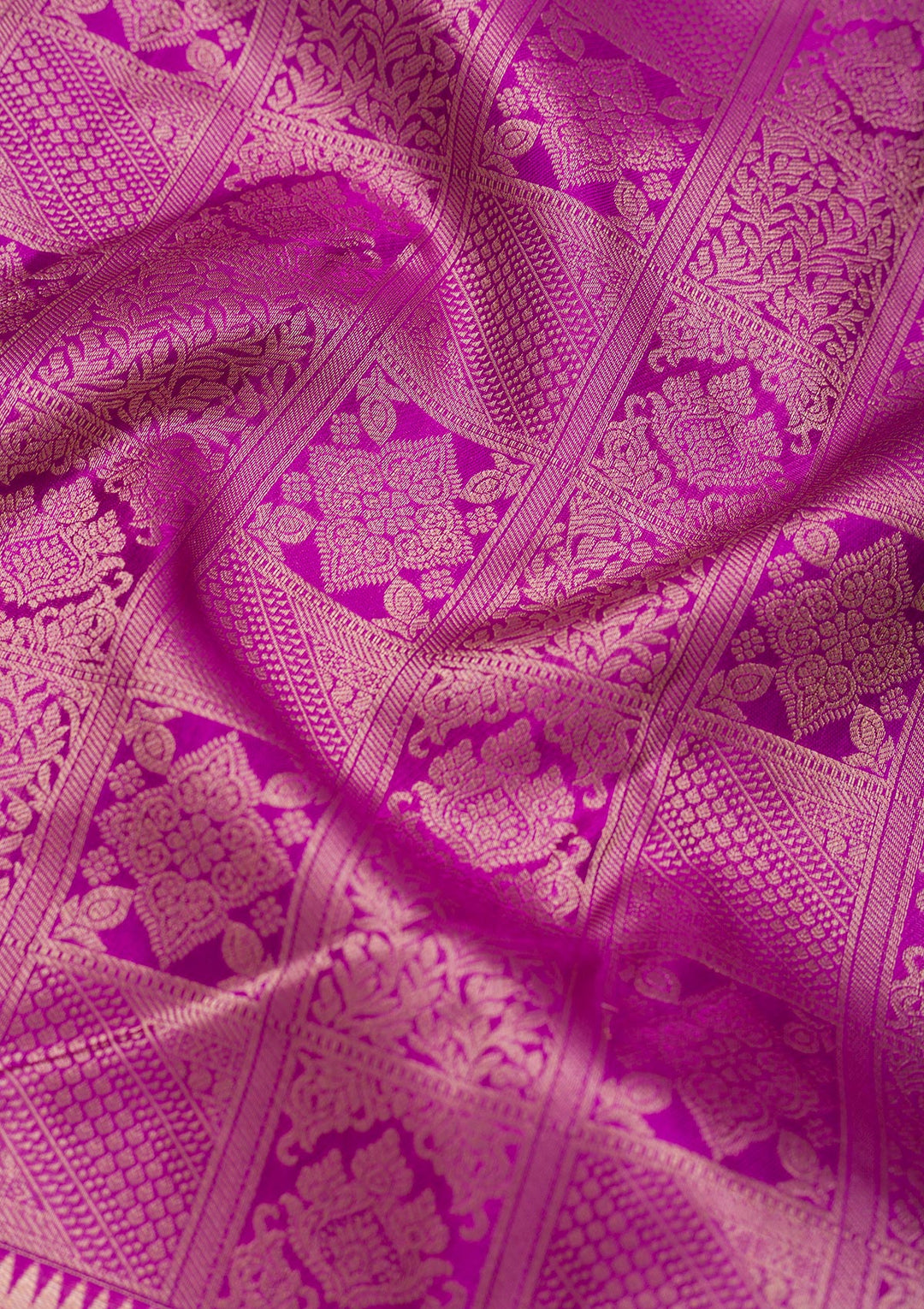 Purple Silk Jaal Gold Zariwork Saree With Matching Blouse Piece