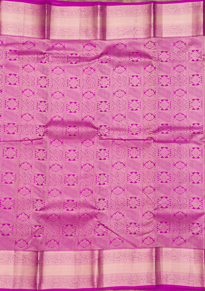 Purple Silk Jaal Gold Zariwork Saree With Matching Blouse Piece