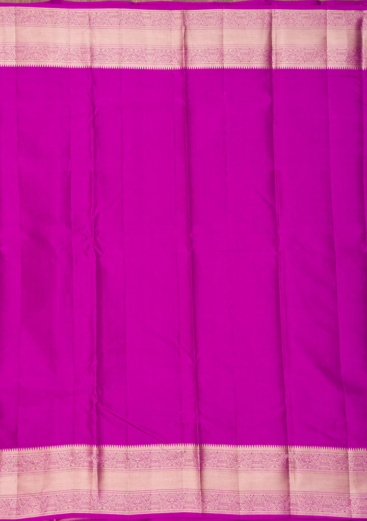 Purple Silk Jaal Gold Zariwork Saree With Matching Blouse Piece