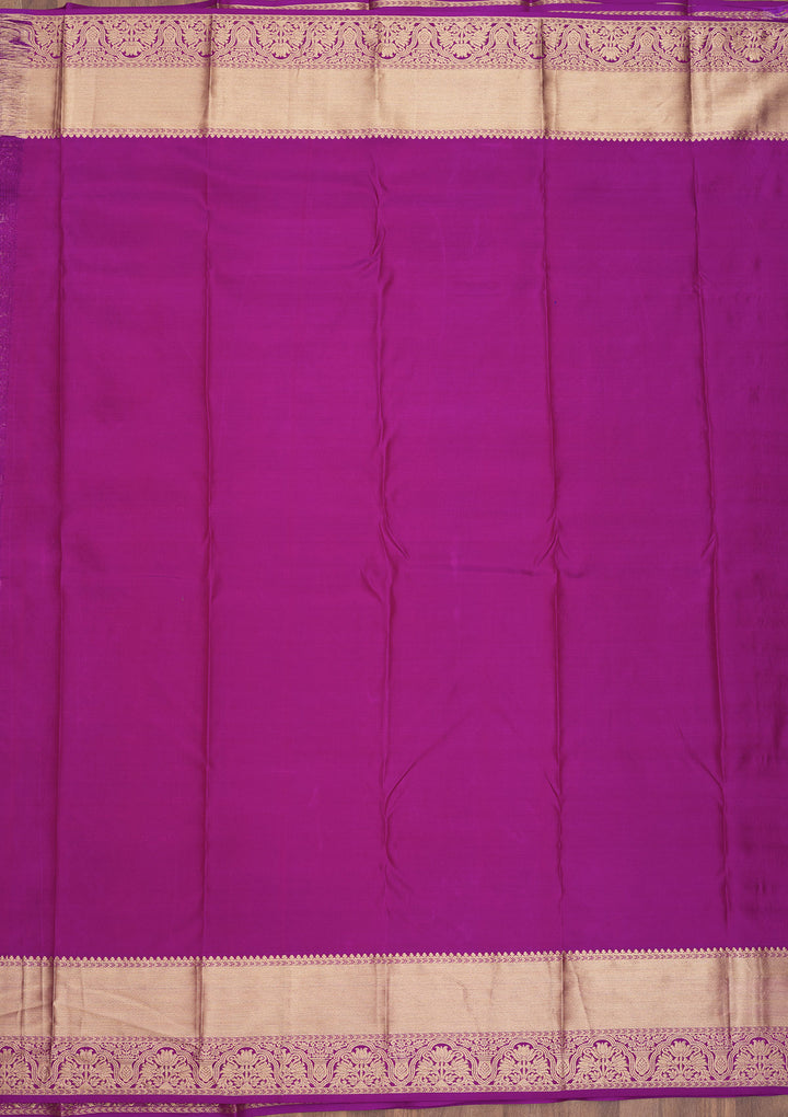Purple Pure Silk Jaal Zariwork Saree With Matching Blouse Piece