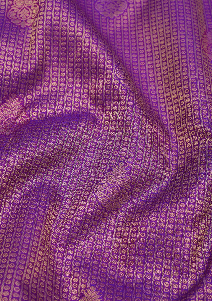 Purple Silk Buti Gold Zariwork Saree With Matching Blouse Piece