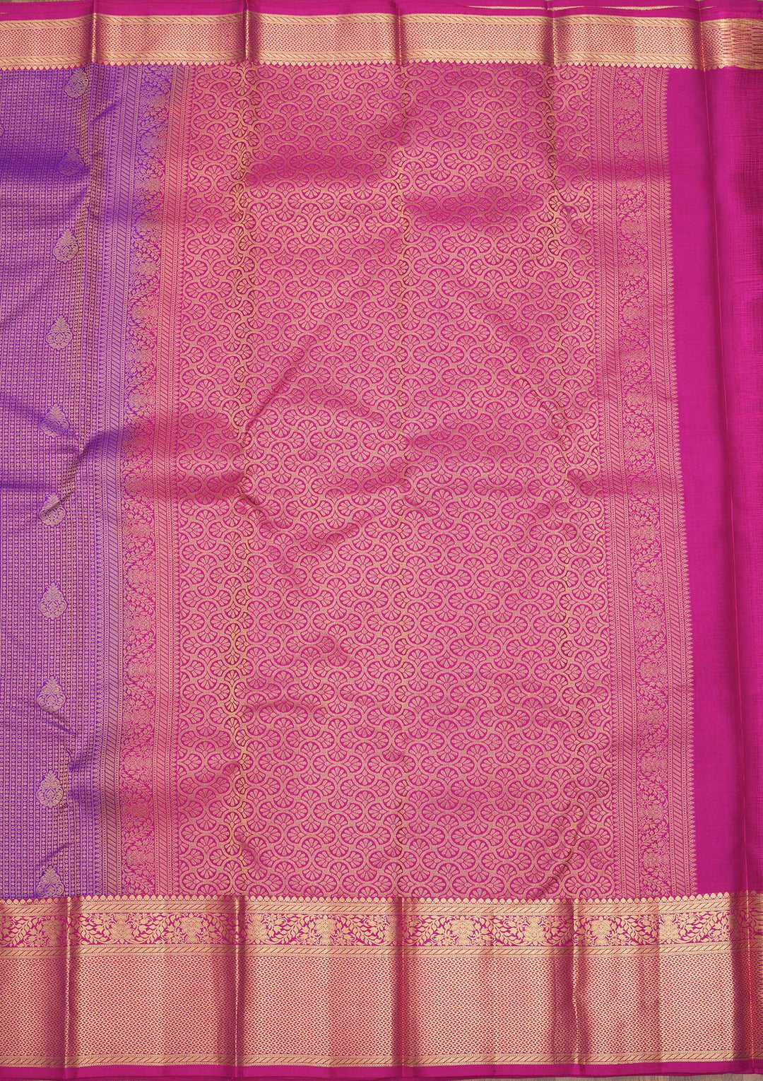 Purple Silk Buti Gold Zariwork Saree With Matching Blouse Piece