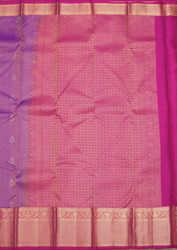 Purple Silk Buti Gold Zariwork Saree With Matching Blouse Piece