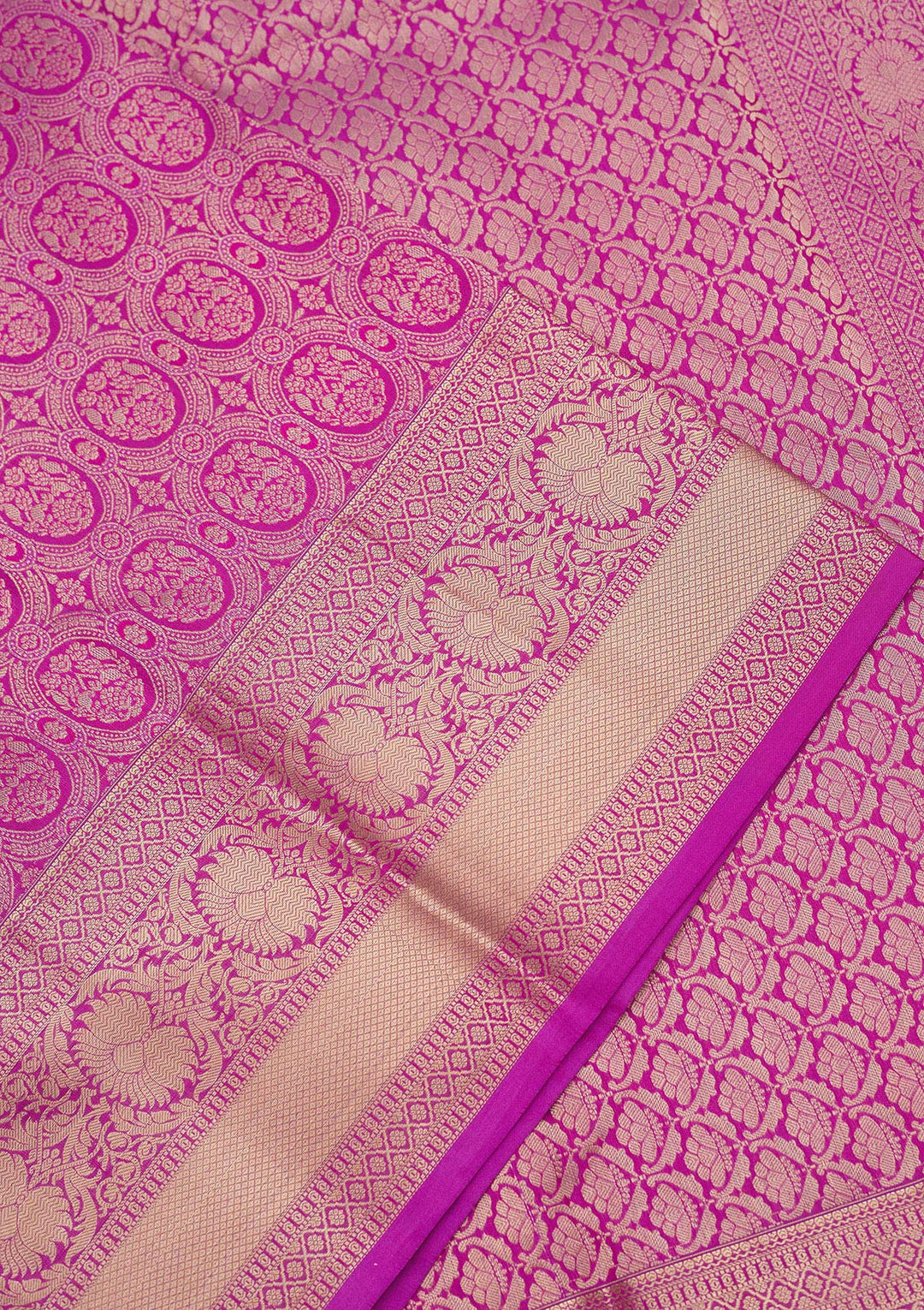 Purple Silk Jaal Gold Zariwork Saree With Matching Blouse Piece