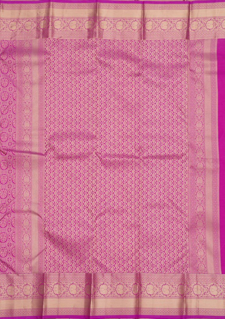 Purple Silk Jaal Gold Zariwork Saree With Matching Blouse Piece