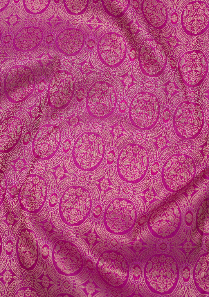 Purple Silk Jaal Gold Zariwork Saree With Matching Blouse Piece