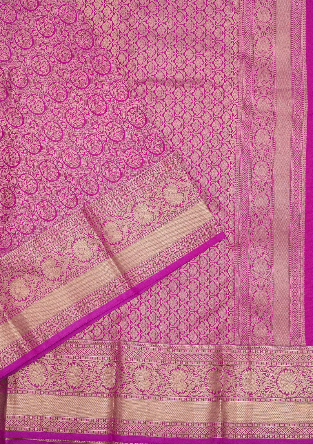 Purple Silk Jaal Gold Zariwork Saree With Matching Blouse Piece