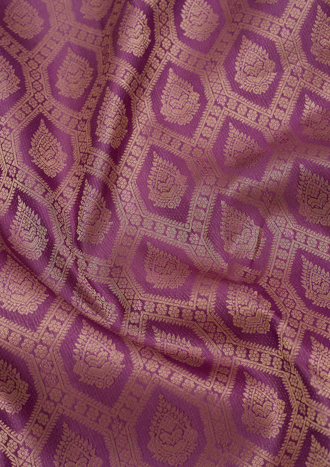 Purple Silk Jaal Gold Zariwork Saree With Matching Blouse Piece