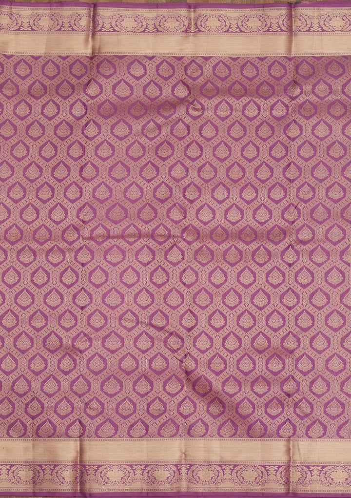 Purple Silk Jaal Gold Zariwork Saree With Matching Blouse Piece