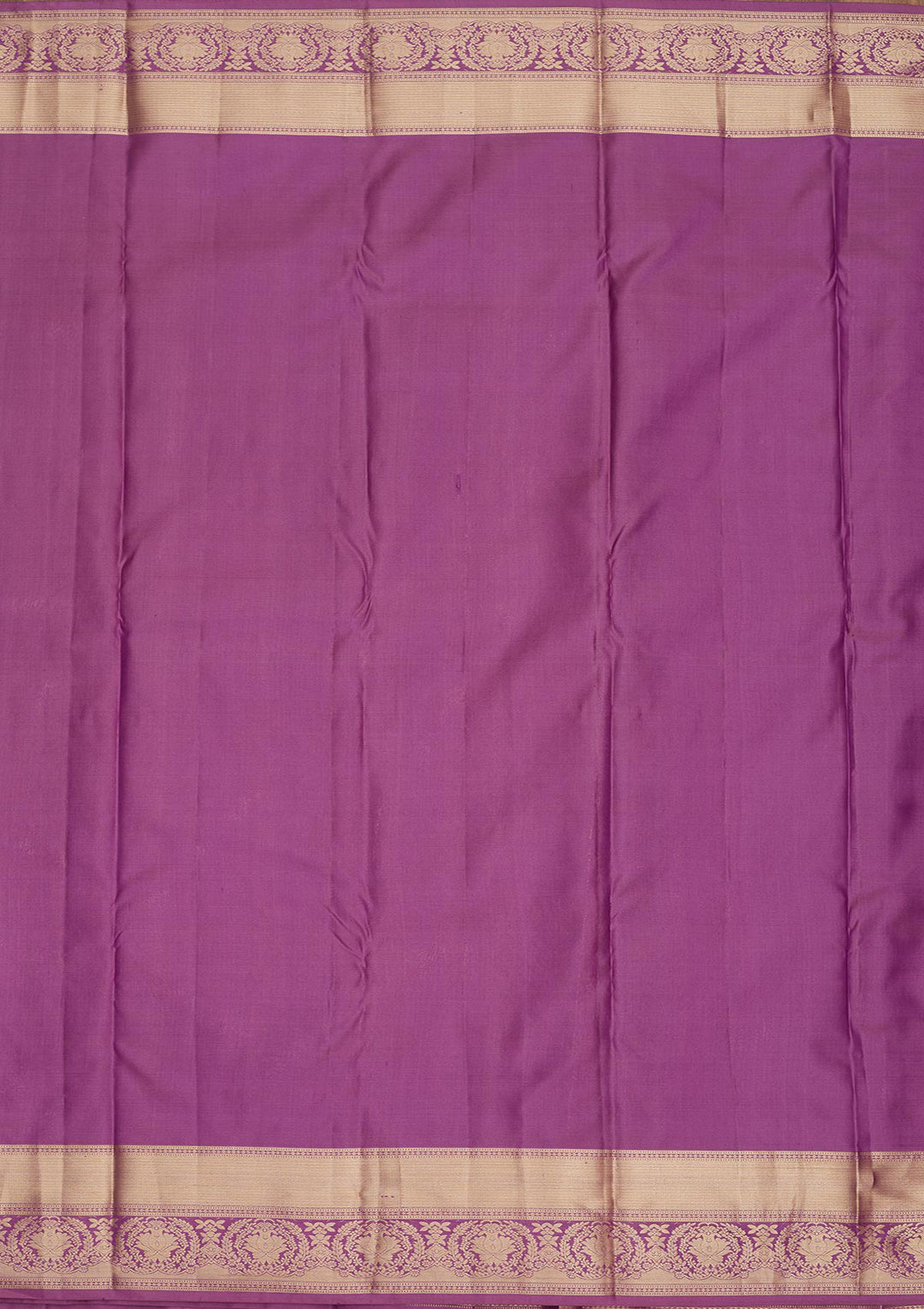 Purple Silk Jaal Gold Zariwork Saree With Matching Blouse Piece