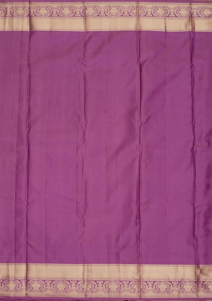Purple Silk Jaal Gold Zariwork Saree With Matching Blouse Piece