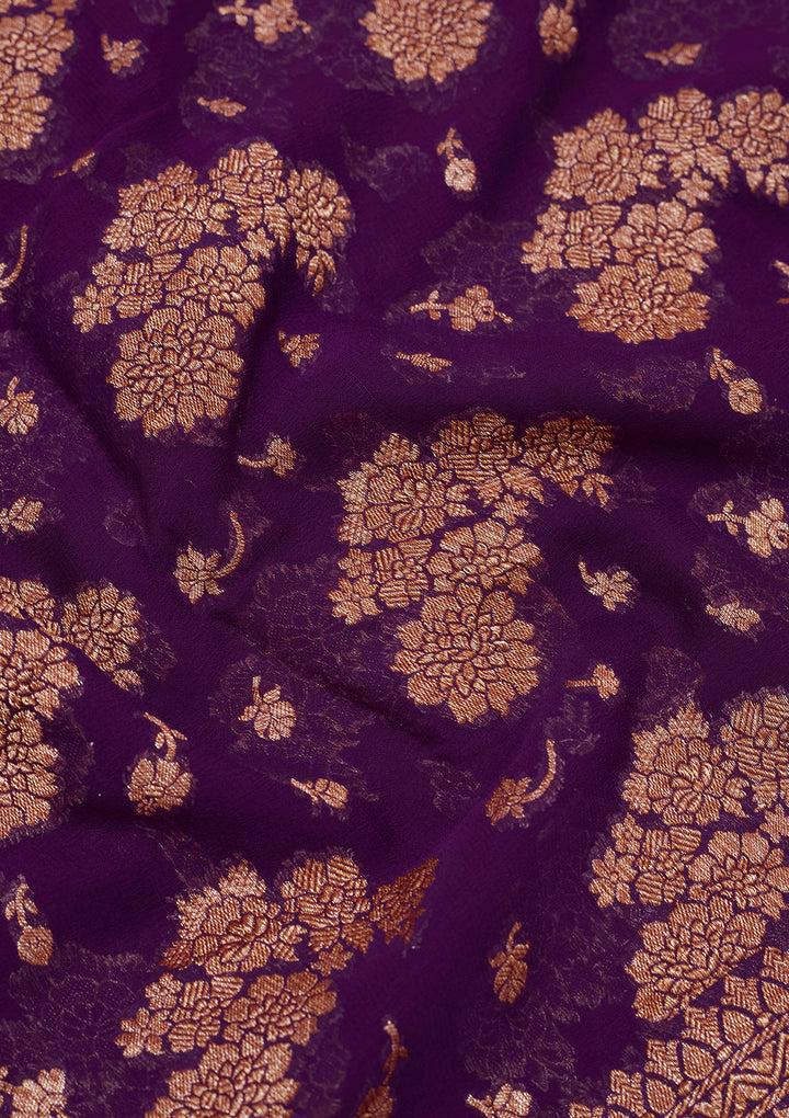 Purple Zariwork Pure Silk Saree