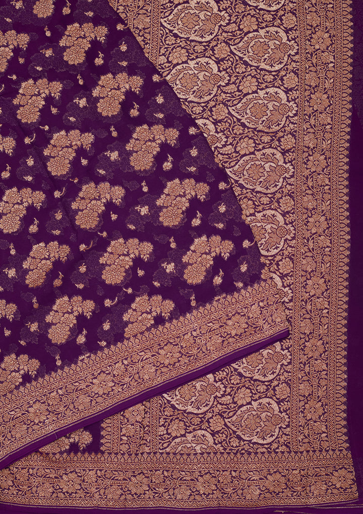 Purple Zariwork Pure Silk Saree