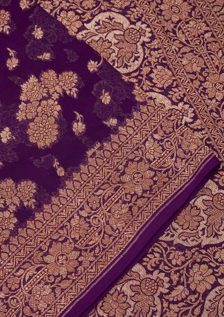 Purple Zariwork Pure Silk Saree