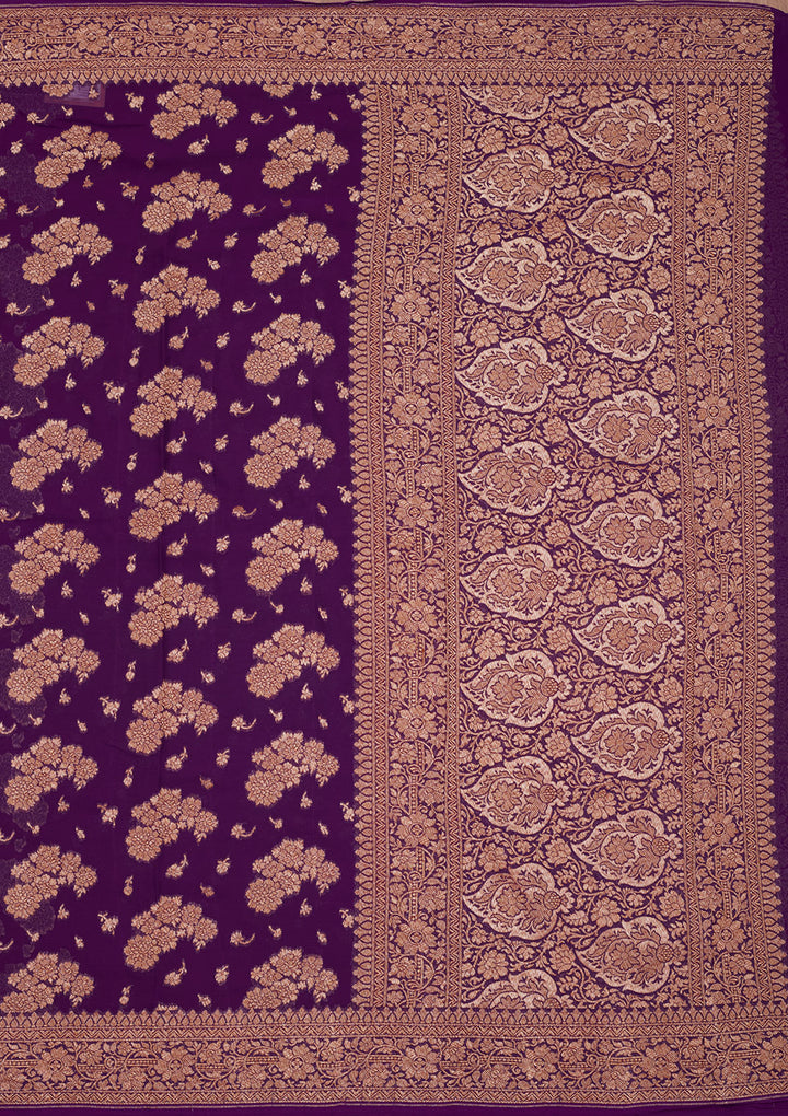 Purple Zariwork Pure Silk Saree