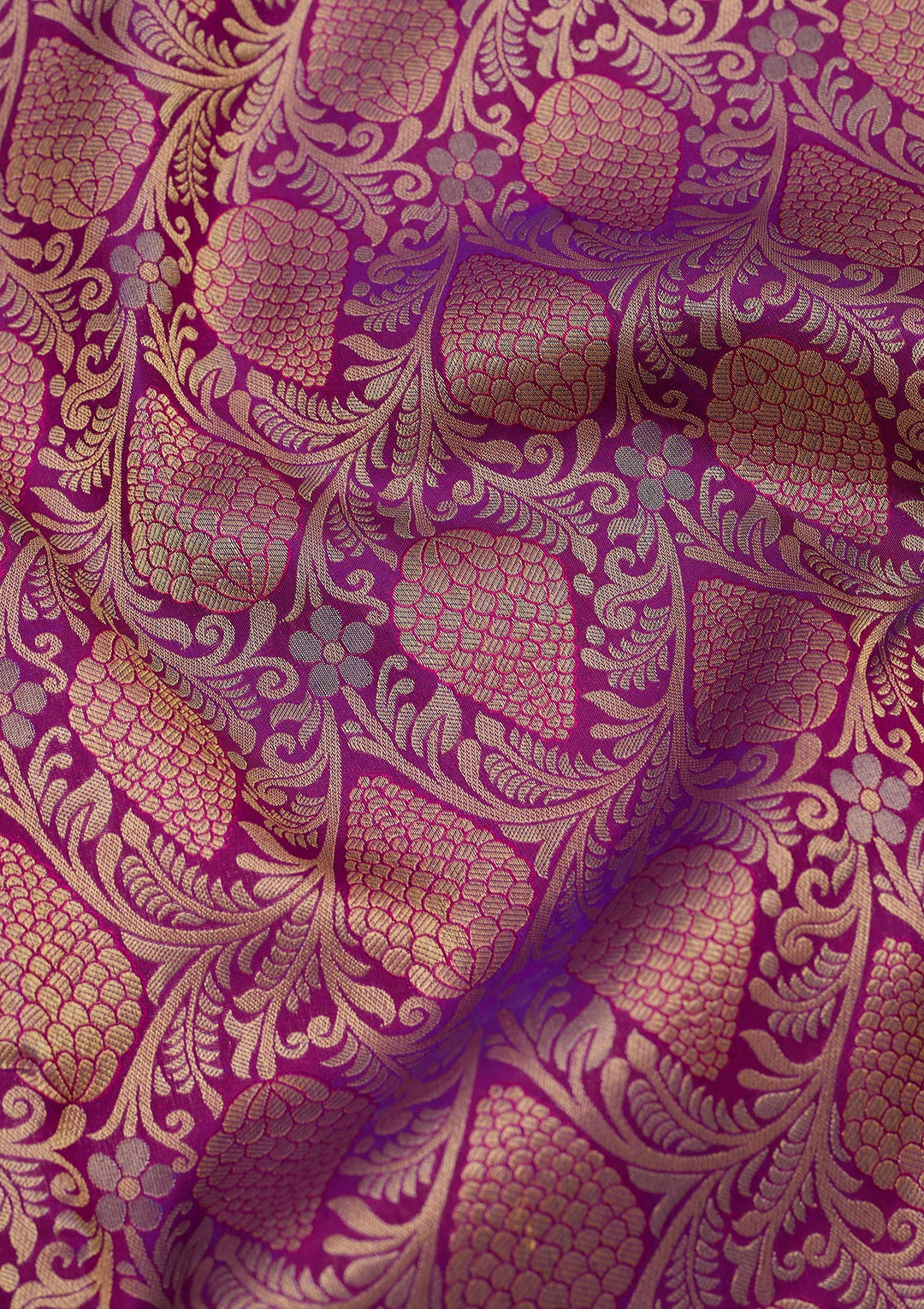 Purple Silk Jaal Gold Zariwork Saree With Matching Blouse Piece