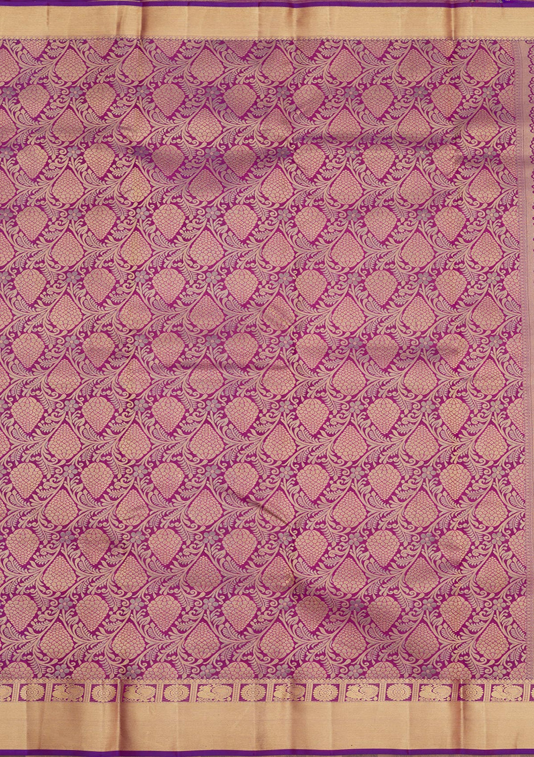 Purple Silk Jaal Gold Zariwork Saree With Matching Blouse Piece