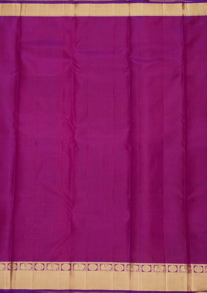 Purple Silk Jaal Gold Zariwork Saree With Matching Blouse Piece
