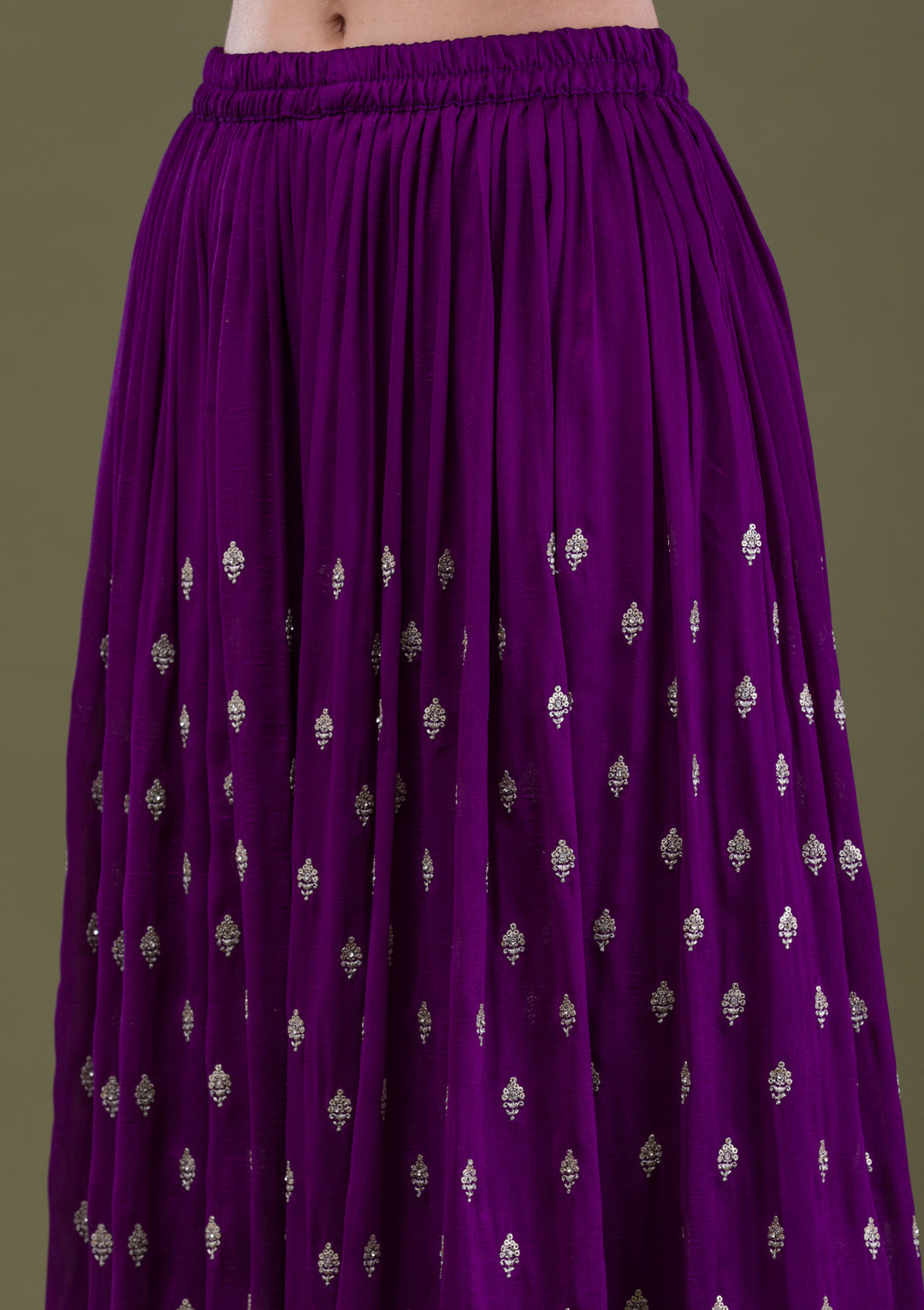 Purple Zariwork Raw Silk Readymade Salwar Suit