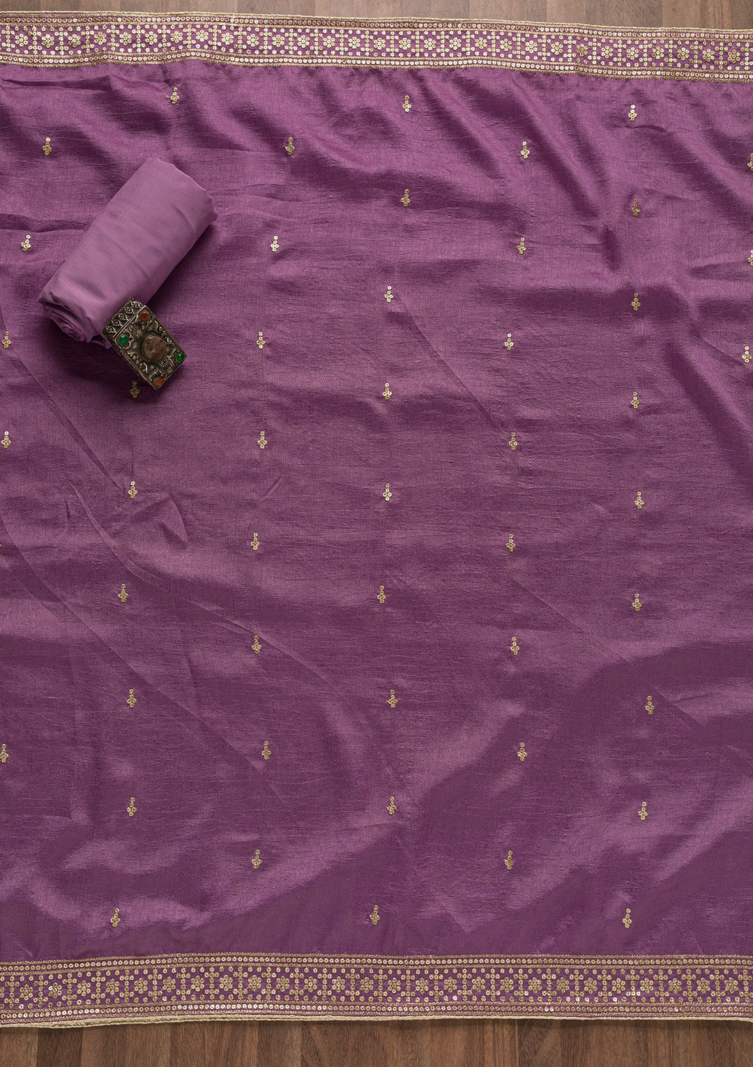 Purple Zariwork Raw Silk Unstitched Salwar Suit