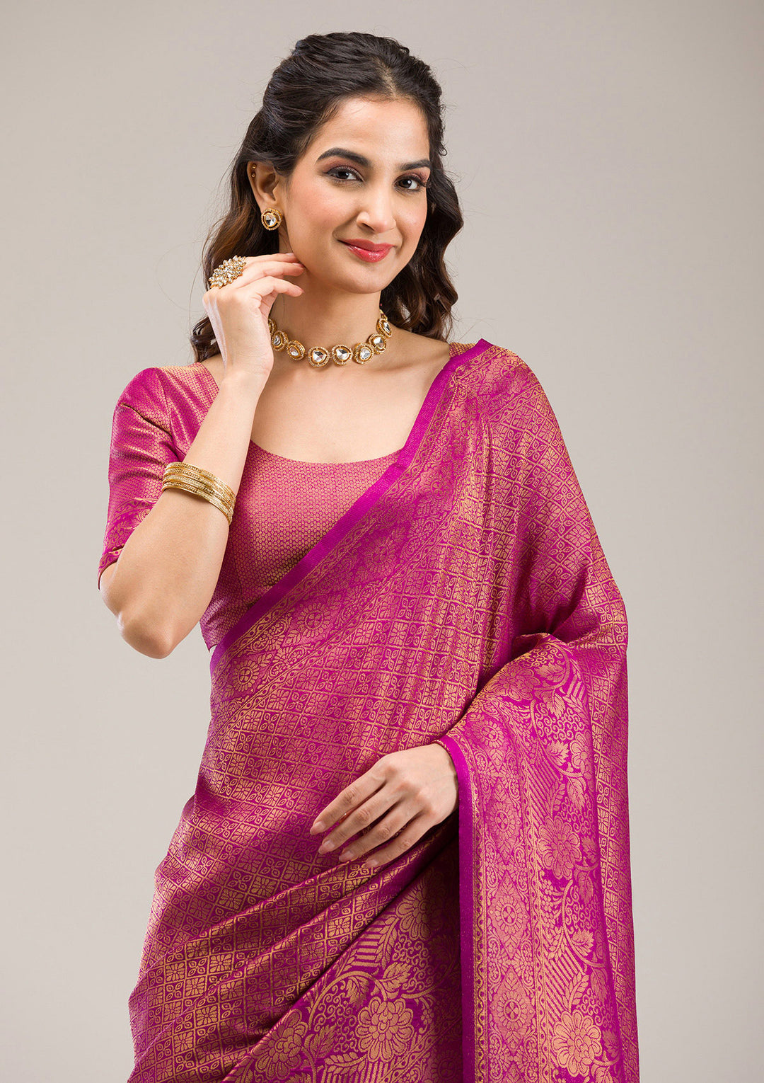 Purple Zariwork Soft Silk Saree
