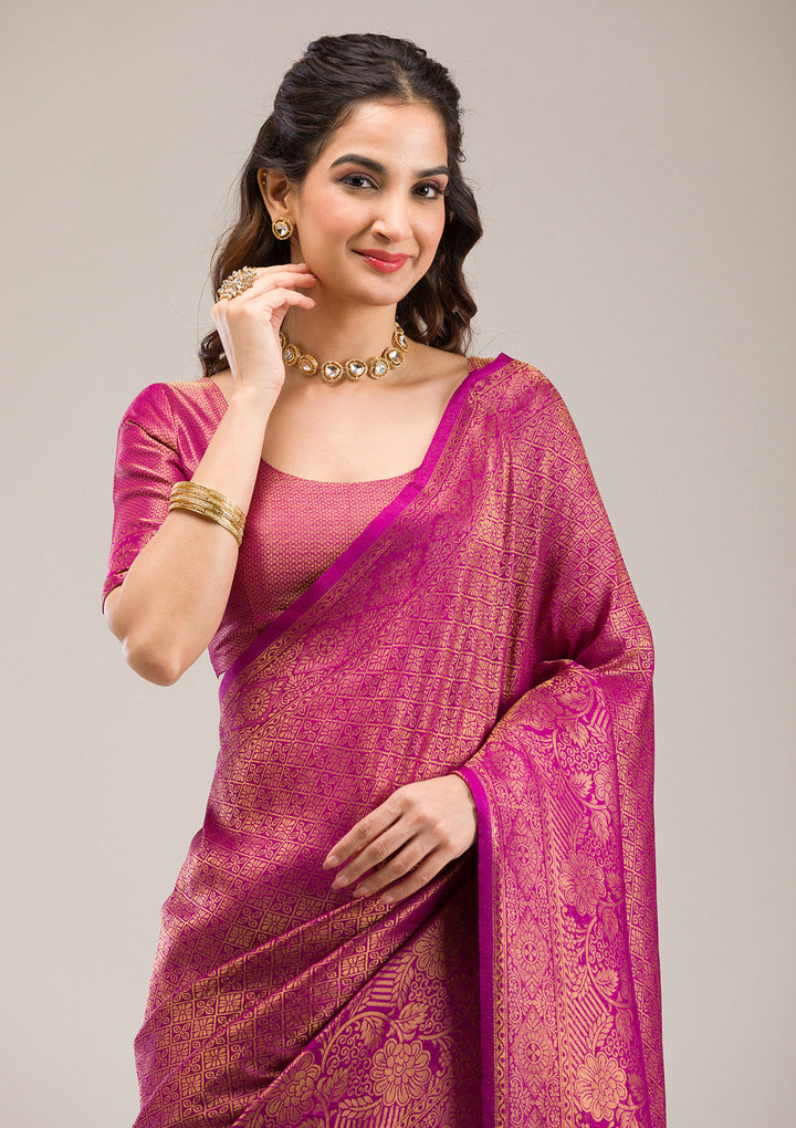 Purple Zariwork Soft Silk Saree