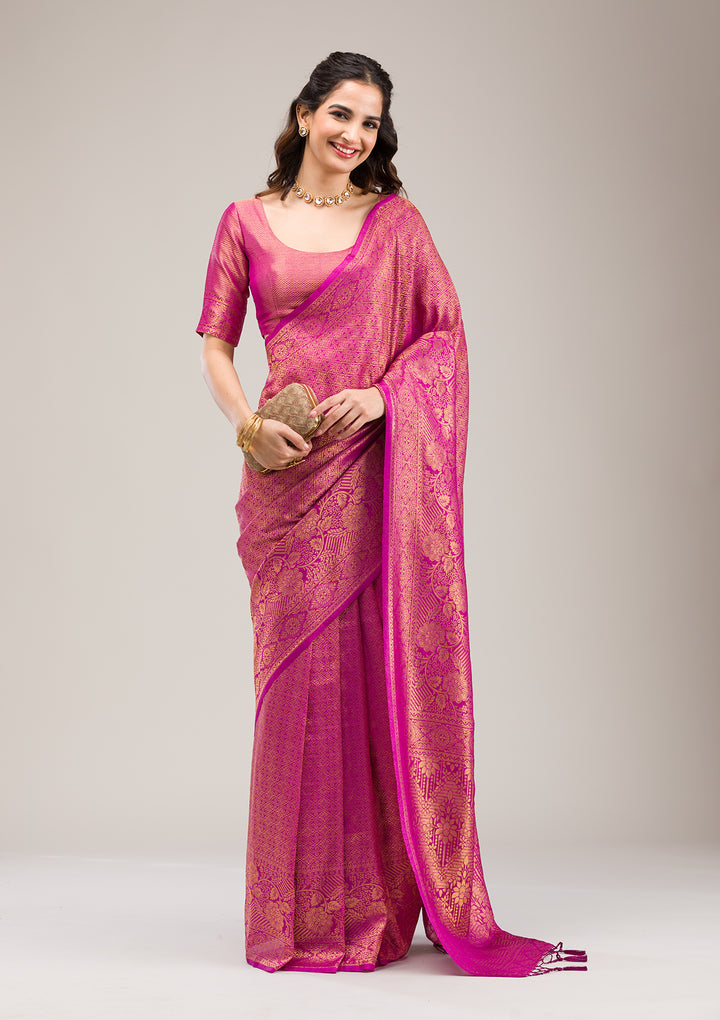 Purple Zariwork Soft Silk Saree