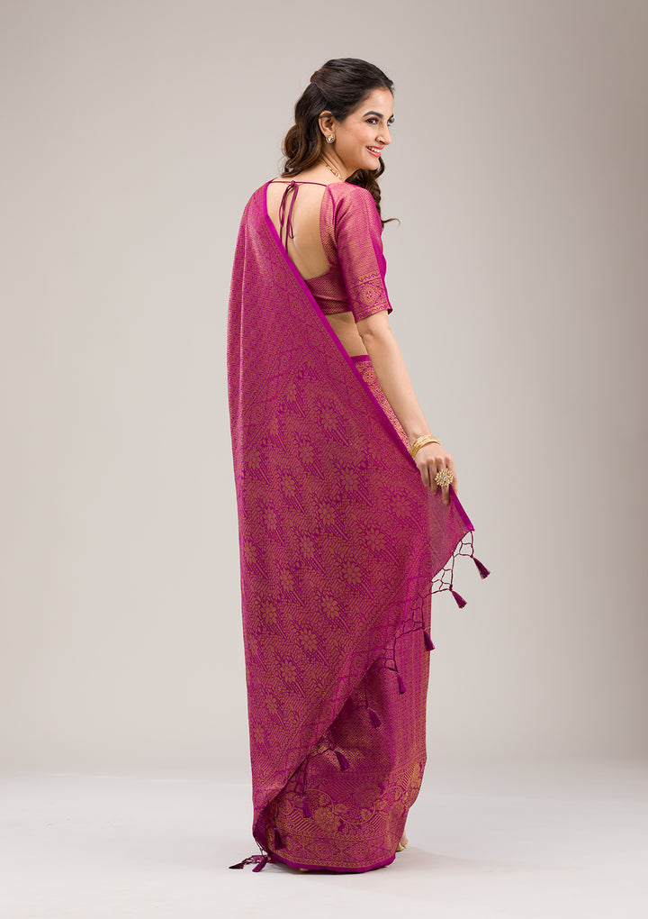 Purple Zariwork Soft Silk Saree