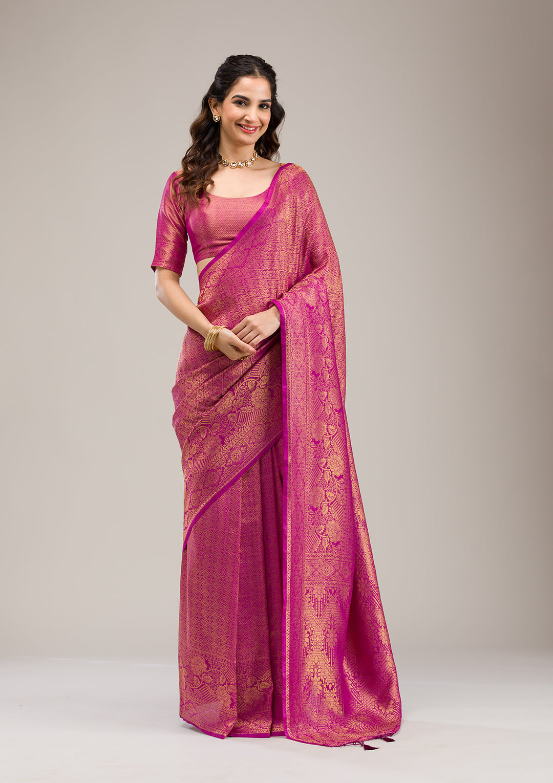 Purple Zariwork Soft Silk Saree