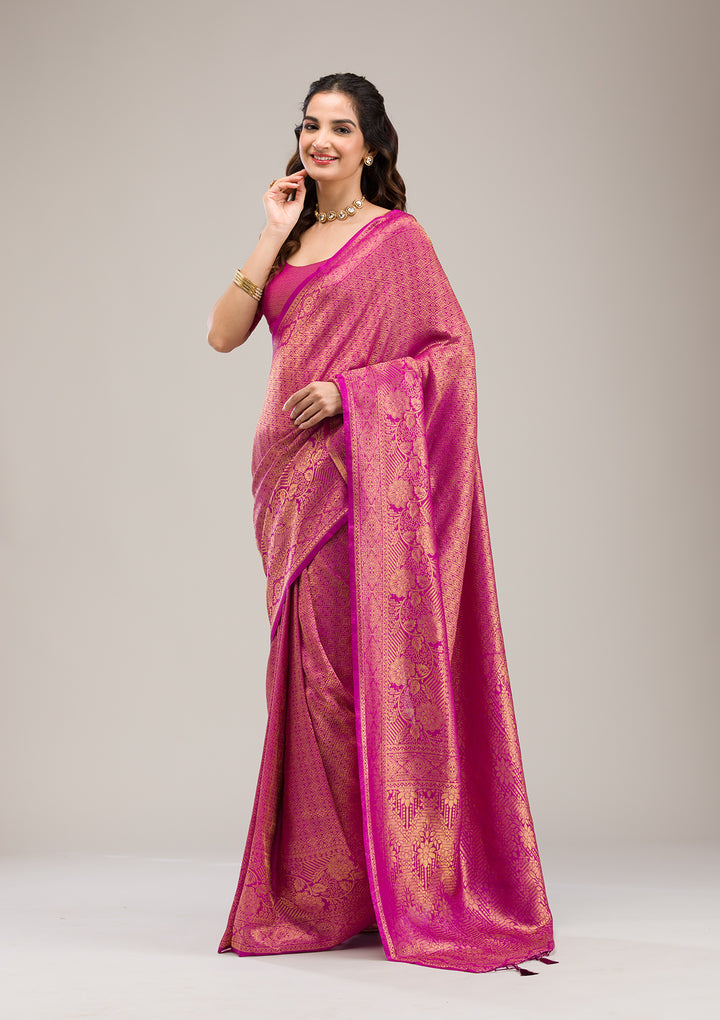 Purple Zariwork Soft Silk Saree